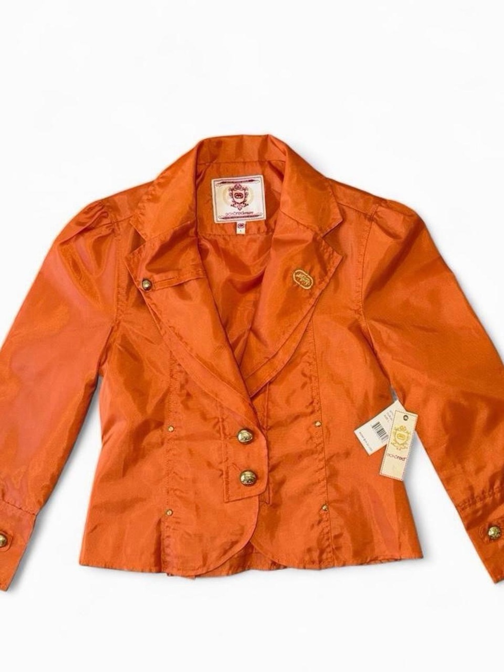 NWT Vintage Y2K Echo Red Denim Cropped Blazer Jacket